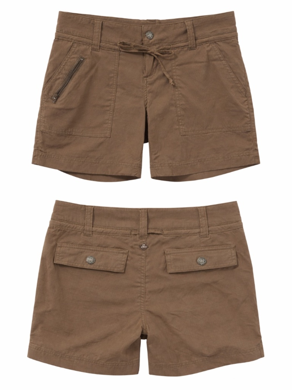 Prana shorts women's size 2 khaki nylon/spandex hiking outdoors fishing cottage